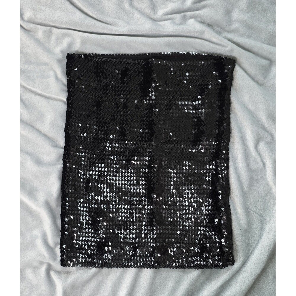 Express Black Sequin Tube Top Mini Skirt M 2-in-1 Convertible Holiday Party Y2K